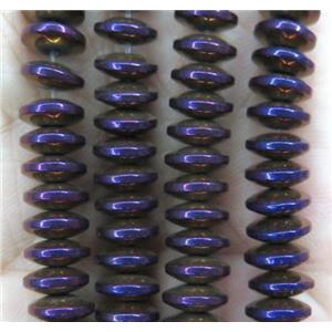 hematite heishi beads, disc, purple electroplated, approx 3x12mm [HBOS507-12MM]