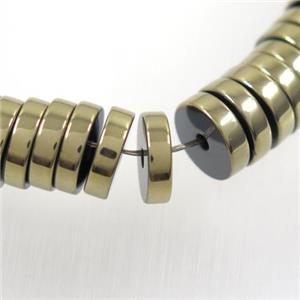 lt.golden Hematite heishi beads, approx 2x4mm [HBOS528-4MM]