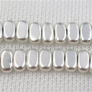 Hematite beads, oval, silver plated, approx 4x8mm [HBOS558]