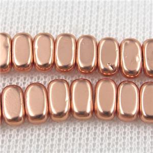 Hematite beads, oval, rose gold, approx 4x8mm [HBOS560]