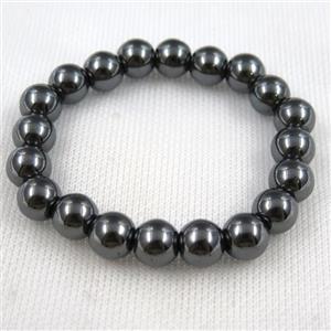 black Hematite bracelet, round, approx 10mm dia [HBOS687]