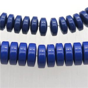 Taiwan Hokutolite Beads, heishi, blue treated, approx 3x6mm [HBOS718-3X6MM]