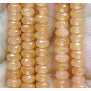 Jade bead, faceted rondelle, orange dye, approx 2x4mm [JDOT158]