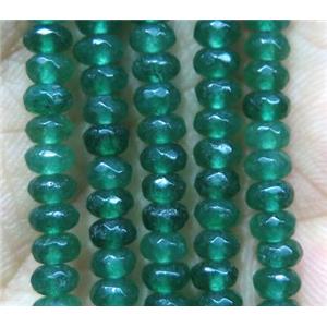 green Jade bead, faceted rondelle, dye, approx 2x4mm [JDOT162]