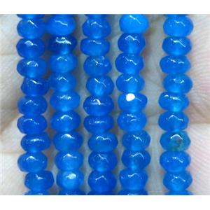 blue Jade bead, faceted rondelle, dye, approx 2x4mm [JDOT163]