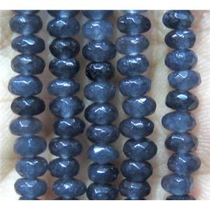 Jade bead, faceted rondelle, ink-blue dye, approx 2x4mm [JDOT165]