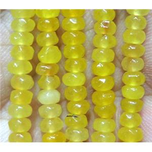 yellow Jade bead, faceted rondelle, dye, approx 2x4mm [JDOT167]