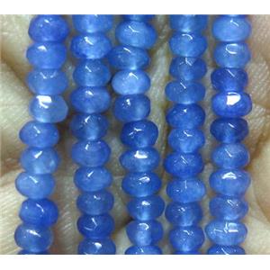 blue Jade bead, faceted rondelle, dye, approx 2x4mm [JDOT168]