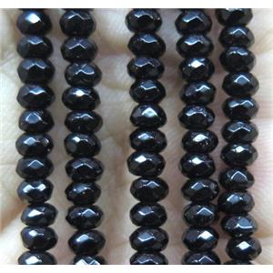 black Jade bead, faceted rondelle, dye, approx 2x4mm [JDOT169]