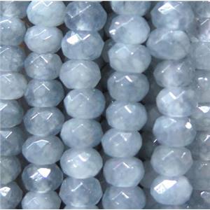 jade beads, faceted rondelle, lt.gray dye, approx 2x4mm [JDOT171]