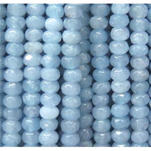 jade beads, faceted rondelle, lt.blue, approx 2x4mm [JDOT174]