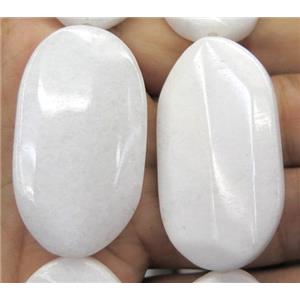 white jade beads, oval, dye, approx 24x45mm, 9pcs per st [JDOT188]