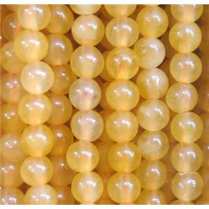 tiny agate beads, round, yellow dye, approx 3mm dia [JDOT233]