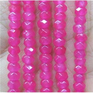 tiny jade bead, faceted rondelle, dye hotpink, approx 2x4mm [JDOT248]