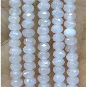 tiny jade bead, faceted rondelle, dye white, approx 2x4mm [JDOT255]