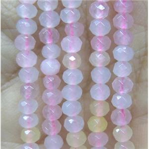 tiny jade bead, faceted rondelle, dye pink, approx 2x4mm [JDOT259]