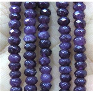 tiny jade bead, faceted rondelle, dye darkpurple, approx 2x4mm [JDOT263]