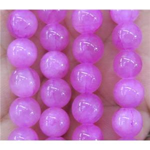 hotpink jade beads, round, stabile, approx 4mm dia [JDRD389-4MM]