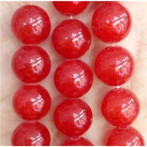 red jade bead, round, stabile, approx 4mm dia [JDRD398-4MM]