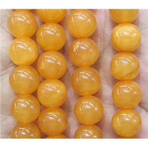 jade bead, round, stabile, orange, approx 4mm dia [JDRD401-4MM]