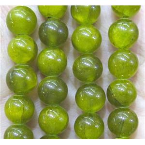 jade bead, round, stabile, olive, approx 6mm dia [JDRD404-6MM]