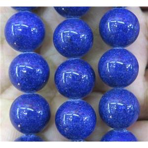 lapis-lazui-color jade bead, round, stabile, approx 4mm dia, 98pcs per st [JDRD429-4MM]