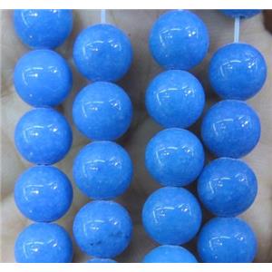 blue jade bead, round, stabile, approx 4mm dia, 98pcs per st [JDRD430-4MM]