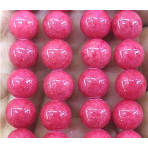 hotpink jade bead, round, stabile, approx 6mm dia, 63pcs per st [JDRD443-6MM]