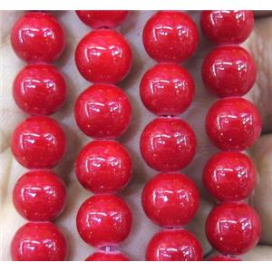red jade bead, round, stabile, approx 12mm dia, 32pcs per st [JDRD444-12MM]