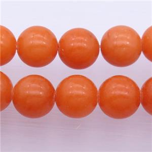 orange jade bead, round, stabile, approx 12mm dia, 32pcs per st [JDRD445-12MM]