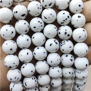 round spotted jade beads, approx 6mm dia, 63pcs per st [JDRD458-6MM]