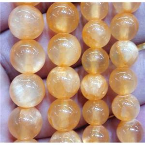 round jade beads, orange dye, approx 4mm dia [JDRD459-4MM]