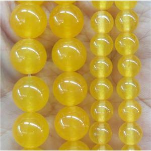 round jade stone beads, dye, golden, approx 4mm dia [JDRD506-4MM]