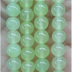 round jade stone beads, dye, lt.green, approx 12mm dia [JDRD507-12MM]