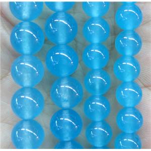 round jade stone beads, dye, sky blue, approx 12mm dia [JDRD508-12MM]