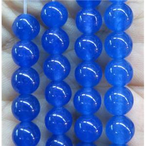 round jade stone beads, dye, royal blue, approx 4mm dia [JDRD510-4MM]