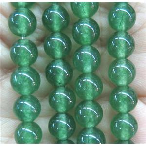 round jade stone beads, dye, green, approx 12mm dia [JDRD511-12MM]