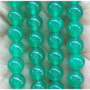 round jade stone beads, dye, green, approx 6mm dia [JDRD513-6MM]