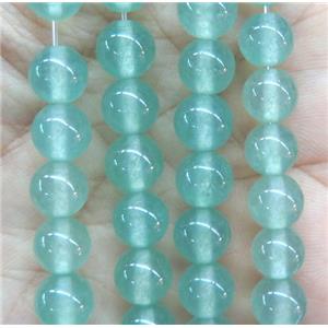 round jade stone beads, dye, green, approx 4mm dia [JDRD517-4MM]