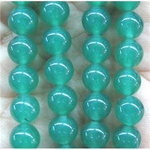 round jade stone beads, dye, green, approx 6mm dia [JDRD523-6MM]