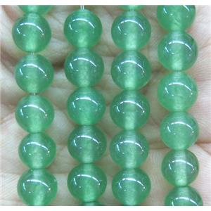 round jade stone beads, dye, green, approx 6mm dia [JDRD524-6MM]