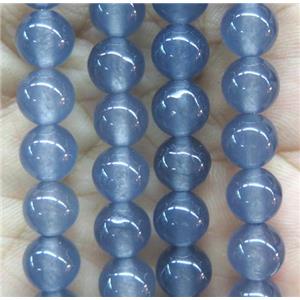 round jade stone beads, dye, blue gray, approx 4mm dia [JDRD525-4MM]