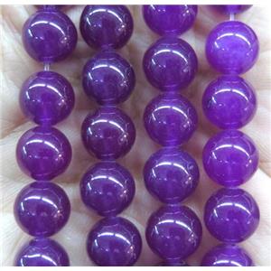 round jade stone beads, dye, purple, approx 4mm dia [JDRD529-4MM]