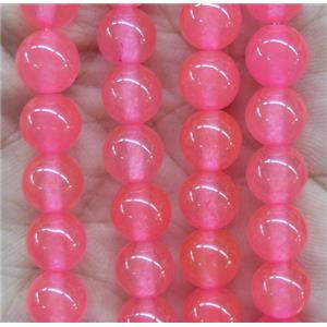 round jade stone beads, dye, pink, approx 4mm dia [JDRD530-4MM]