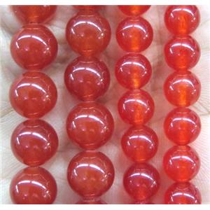 round jade stone beads, dye, ruby, approx 4mm dia [JDRD531-4MM]