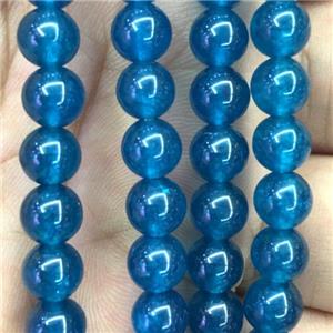 blue Malaysia Jade beads, round, approx 4mm dia [JDRD535-4MM]