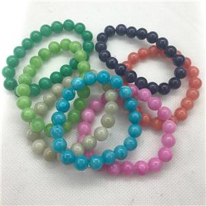 Stretch Jade bracelet, round, dye, approx 6mm, 28pcs per st [JT10144-6MM]