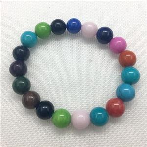Stretch Jade bracelet, round, dye, approx 8mm dia, 22pcs per st [JT10177-8MM]