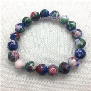 Stretch Jade bracelet, round, dye, approx 8mm dia, 22pcs per st [JT10202-8MM]