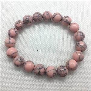 Stretch Jade bracelet, round, dye, approx 10mm dia, 19pcs per st [JT10221-10MM]